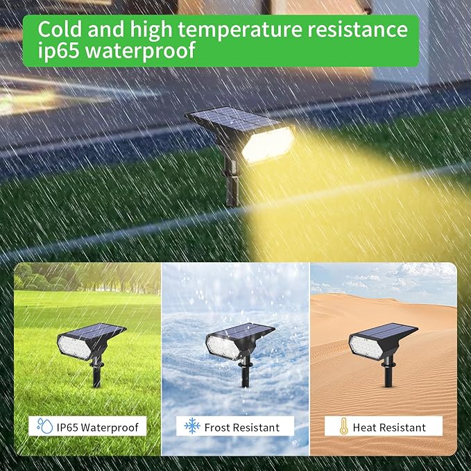 I-SHUNFA Solar Spot Lights Outdoor 2Pack,4 Lighting Modes,Cool White and Warm White 2 Colors Adjustable Solar Light,Auto On/Off Solar Powered Landscape Light for Yard Wall Pathway