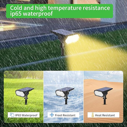 I-SHUNFA Solar Spot Lights Outdoor 2Pack,4 Lighting Modes,Cool White and Warm White 2 Colors Adjustable Solar Light,Auto On/Off Solar Powered Landscape Light for Yard Wall Pathway