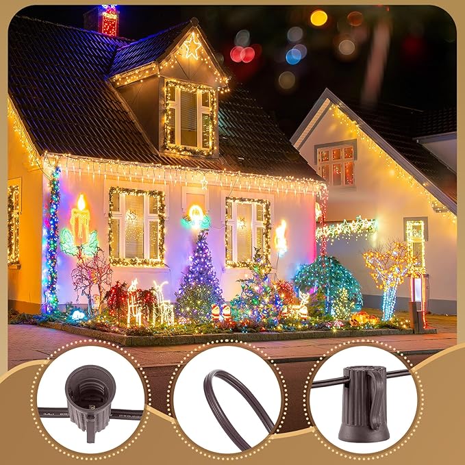 C9 Light Strand, 100 FT Outdoor String Lights Christmas Stringer with 100 Sockets for Christmas Decor Patio, E17 | Lumora