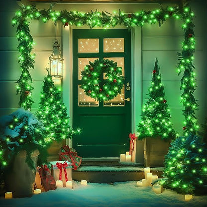 JMEXSUSS 500 LED Green Christmas Lights Indoor Outdoor, 8 Modes 163 FT Green String Lights Plug-in Clear Wire, Remote Control Christmas Tree Light for Xmas Tree Party Halloween
