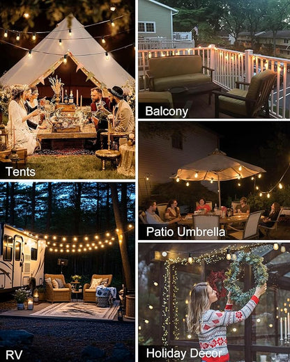 BRIMAX 24.6Ft USB Powered String Lights,10 LED Bulbs Waterproof & Shatterproof Outdoor Camping String Lights Dimmable Brightness with Swith for Tents,Patio,Backyard,Garden and Holidays,Warm White