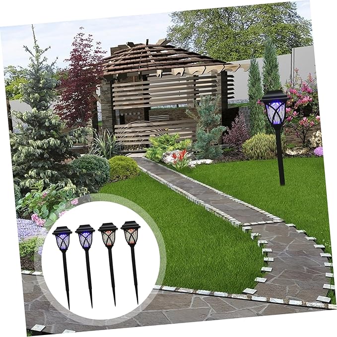 Angoily 4pcs Solar Garden Lights Led Lawn Lamp Solar Powered Outdoor Landscape Light for Pathway Decor and Festivals Easy Installation with No Wiring Needed