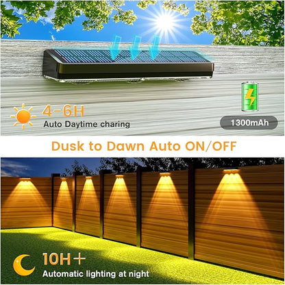Solar Fence Lights Outdoor,1300mAh, 12pack,Warm/Natural/Cool White,IP65 Waterproof,Fence Lights Solar Powered,Solar Lighting for Deck, Backyard, Railing(Black)