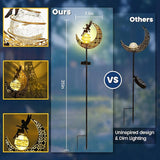 Fairy Garden Solar Lights Outdoor Moon Stakes, Waterproof Outdoor Metal Decor Gifts for Women Mom, Art Moon | Lumora