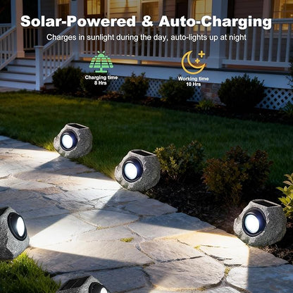 2 Pack Solar Fake Rock Light Outdoor Garden Decorations Spot Lights : Led Landscape Lighting for Pathway Lawn Patio Porch Yard Walkway