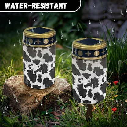 Leopard Cow Solar Lights for Dustproof Grave LED Lamp Eco-Friendly Cemetery Light Memorial Sympathy Gifts Lawn Decorations