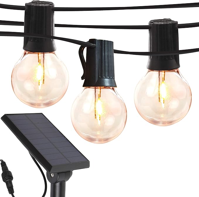 Brightech Bundle Ambience Pro Solar Powered LED Outdoor String Lights - 27 Ft 1W, Warm White String Light Screw Hooks