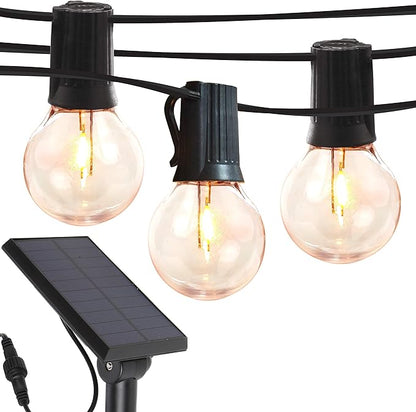 Brightech Ambience Pro Solar Powered LED Outdoor String Lights - 27 Ft Commercial Waterproof Patio Lights with Edison Bulbs - Durable String Lights for Outside, Backyard, Porch - 1W, Warm White
