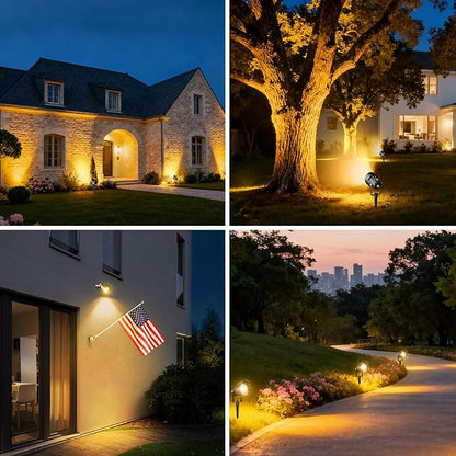 Landscape Spot Lights Outdoor, Dusk to Dawn Outdoor Lighting with IP65 Waterproof, 3000K Warm White LED Spotlight for Yard Garden Pathway, 4 Pack