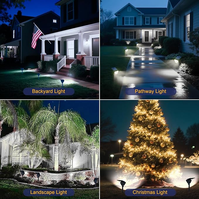 T-SUN Solar Lights Outdoor Waterproof IP65, 12 Pack LED Solar Spot Lights Color Changing IP65 Waterproof Smart Auto | Lumora