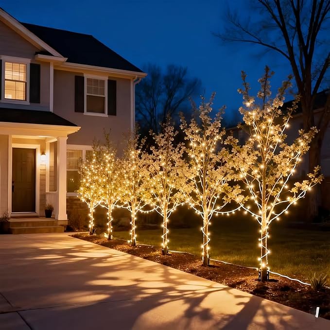 LUCKY SHINE 200 Clear Warm Christmas Lights, UL Certified and Commercial Grade 2 Sets100 Light with White Wire 66 Ft, for Indoor and Outdoor Party, Patio, Trees, Garden.