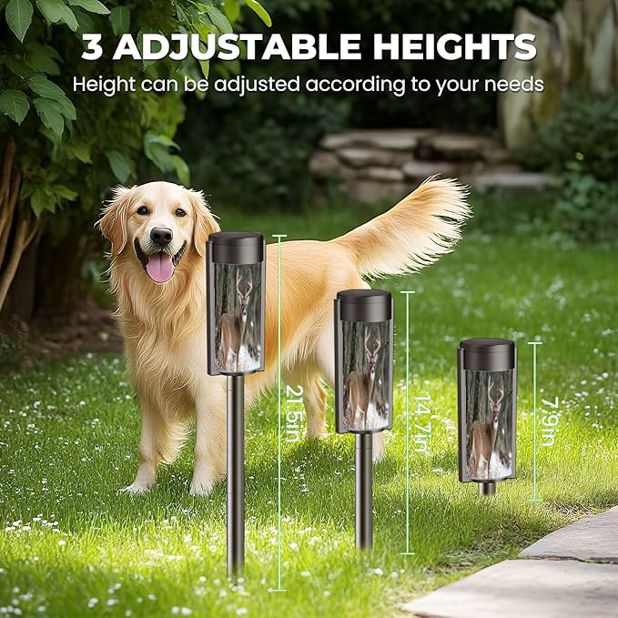 8 Pack Solar Pathway Lights Outdoor Waterproof Whitetail Deer Buck Standing Snow Solar Garden Lights LED Landscape Lighting for Yard Walkway Lawn Garden Decor