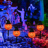 Halloween Pumpkin Pathway String Lights 4 Jack-o-Lantern Stakes Lights with C7 Bulbs, 7Ft Extendable Wizard Hat | Lumora