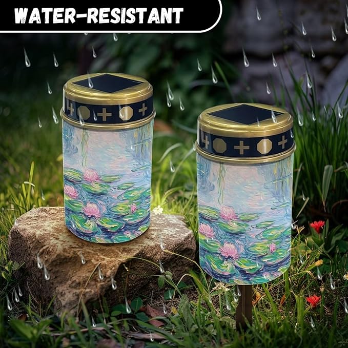 ZOUTAIRONG Solar Light for Cemetery Grave Solar Pathway Lights,Solar Lights 6 Pack Outdoor Waterproof Garden Stake Lights for Outside Yard Patio Landscape Lighting Pathway Lights Spotlights Lotus