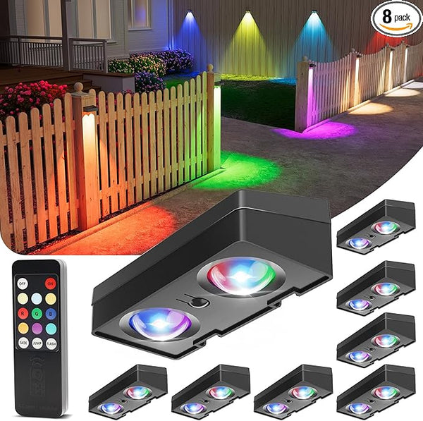 VOLISUN Solar Fence Lights with Remote Control, 50 Lumen LED Fence Lights Solar Powered, IP65 - Outdoor Path Light | Lumora