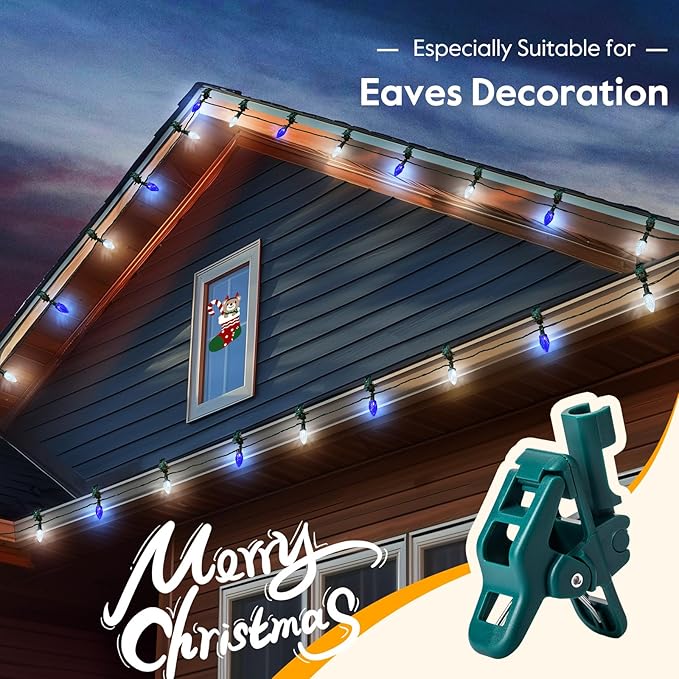 2PACK C9 LED Christmas Lights with 100 Spring Clips, Total 100ft 100 LED Waterproof - Outdoor Security Flood Light | Lumora