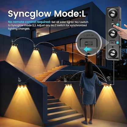 Solar Wall Lights,100 LM Solar Fence Lights Outdoor Solar Powered with Ultra-Bright LED Lens 1200 mAh Waterproof IP65 for Outside,Backyard,Patio,Porch,Yard,Garden,Railing 10 Pack (6 Modes)