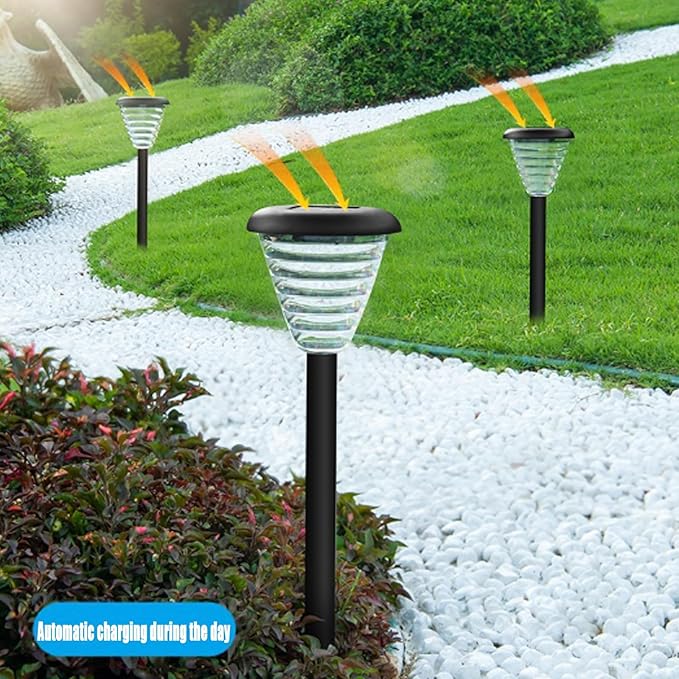 Solar Pathway Lights Outdoor,Color Changing+Warm Lights LED,Home Outdoor Waterproof Villa Garden Landscape Decoration Outdoor Garden Lights,Auto On/Off,Ultra Bright,Black,7pcs