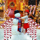 10 Pack Christmas Candy Cane Lights, 15 inch Tinsel Christmas Candy Cane Pathway Lights with 8 Modes & Timer for | Lumora