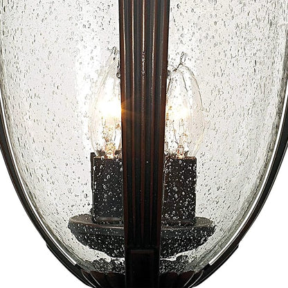 John Timberland Casa Sierra Traditional Outdoor Post Light Fixture Lantern Bronze 24 1/2" Seedy Glass for Exterior House Porch Patio Outside Deck Garage Yard Garden Driveway Home Lawn Walkway