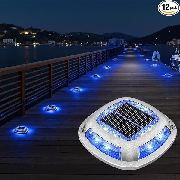 VOLISUN Solar Driveway Lights 12 Pack Waterproof Dock & Deck Marker Lights,2-in-1 Blue & White LED,IP67 Wireless | Lumora