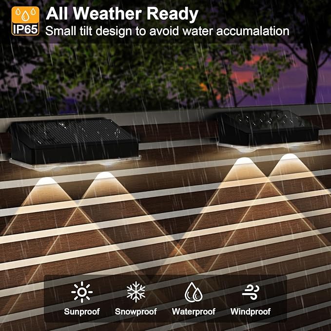 Solar Fence Lights Outdoor 12 Pack, Warm White & Cool White & 6 Colored+RGB Color Changing, High Brightness LED | Lumora