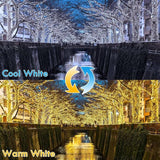 (Warm White ⇋ Cool White) Solar Christmas String Lights Outdoor, 2-Pack Total 80FT 200 LED Solar Twinkle Lights | Lumora
