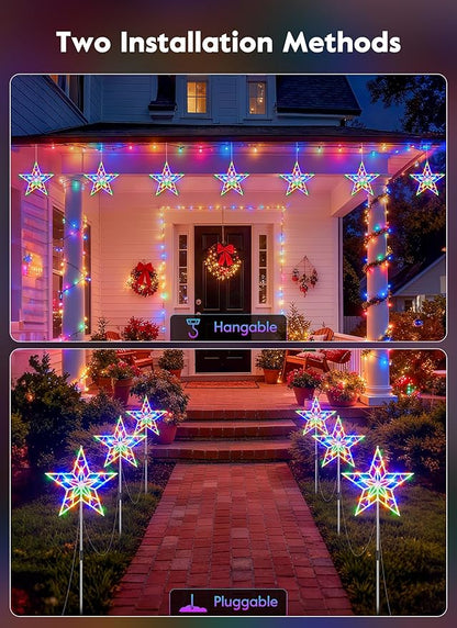 Brightown Pathway Lights Outdoor Christmas Decorations, Set of 10 Large Waterproof Stake Decorative Light for Outside Sidewalk Yard Lawn Path Walkway Driveway Marker Stake, Multicolor