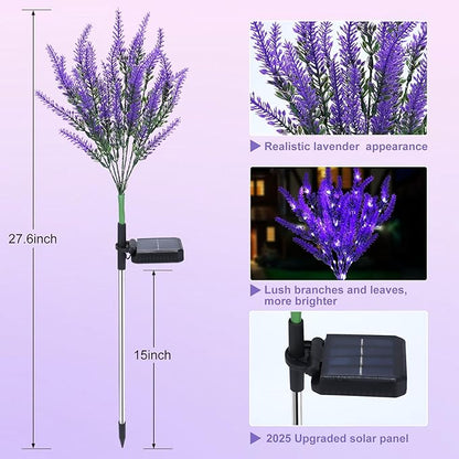6 Pack Lavender Solar Garden Lights – Outdoor Waterproof Solar Flowers with LED, Solar Powered Garden Décor for Pathway, Yard, Patio, Lawn, Halloween & Seasonal Decoratio