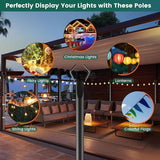 OHLUX 2 Pack 10FT String Light Poles, Outdoor Poles with Fence Brackets for Hanging Lights, Metal Stand for Patio | Lumora