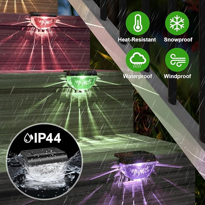 12 Pack Solar Deck Lights Outdoor, Solar Step Lights Waterproof for Outside, Yard, Patio, Garden, Pool, Railing | Lumora