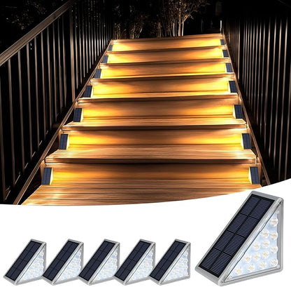 Solar Step Lights for Outside Waterproof IP67, Outdoor Stair Lights 6 Pack, Solar Stair Light Outdoor LED Outdoor Step Lights Decor for Stairs, Deck, Front Step, Patio, Garden