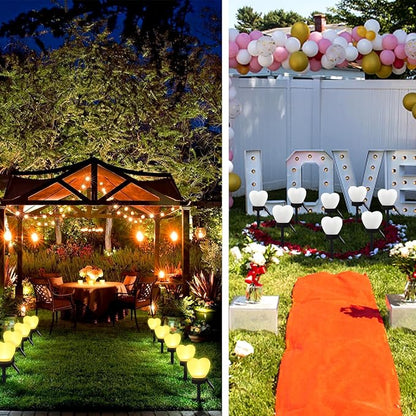 Valentines Day White Heart Solar Lights Outdoor, 2Pcs Waterproof Valentines Day Solar Garden Light LED Heart Lights Wedding Decorations for Yard Walkway Outside (White)