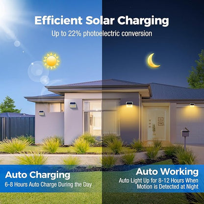 Peasur Solar Outdoor Lights [5 Pack/140LED], 3000K Warm Light Solar Motion Sensor Outdoor Powered Security Lights 3 Working Modes Waterproof for Outside Garden Yard, White Frame
