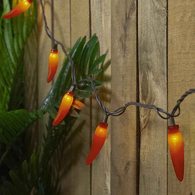 Northlight Chili Pepper Indoor Outdoor Patio Light Set - 19.75' Brown Wire - 35ct