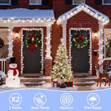 QITONG Solar Christmas Lights Outdoor Waterproof, 2 Pack Each 66ft 200 LED Christmas String Lights, 8 Modes Green | Lumora