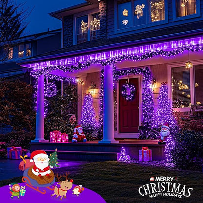 JMEXSUSS 150 LED Purple Christmas Lights Indoor, 8 Modes Connectable String Lights Outdoor Waterproof, 59FT Purple Twinkle Fairy Light for Tree Party Bedroom Home Christmas Decorations