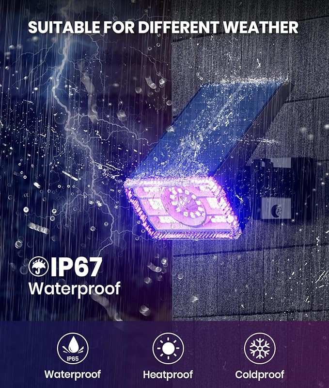 2 Pack - Solar Christmas Lights Outdoor Waterproof,6 Color Changing Spotlights &10 Modes, IP67 Waterproof,105° | Lumora