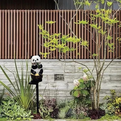 PRTECY 2Pcs Panda Solar Garden Stake Lights Outdoor Waterproof Resin Panda Solar LED Light with Stake Cute Figurine Pandas Sculpture Ornaments for Garden Lawn Patio Yard Decor