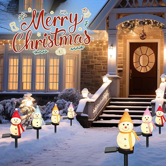 Solar Christmas Pathway Light，Set of 4 Solar Snowman Lights Waterproof Outdoor Christmas Decorations for Xmas | Lumora