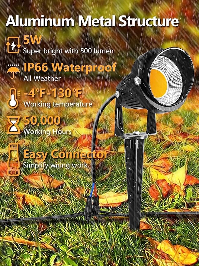 ZUCKEO 5W LED Low Voltage Landscape Lights with Timer Transformer 12V 24V Outdoor Landscape Lighting Kit with | Lumora