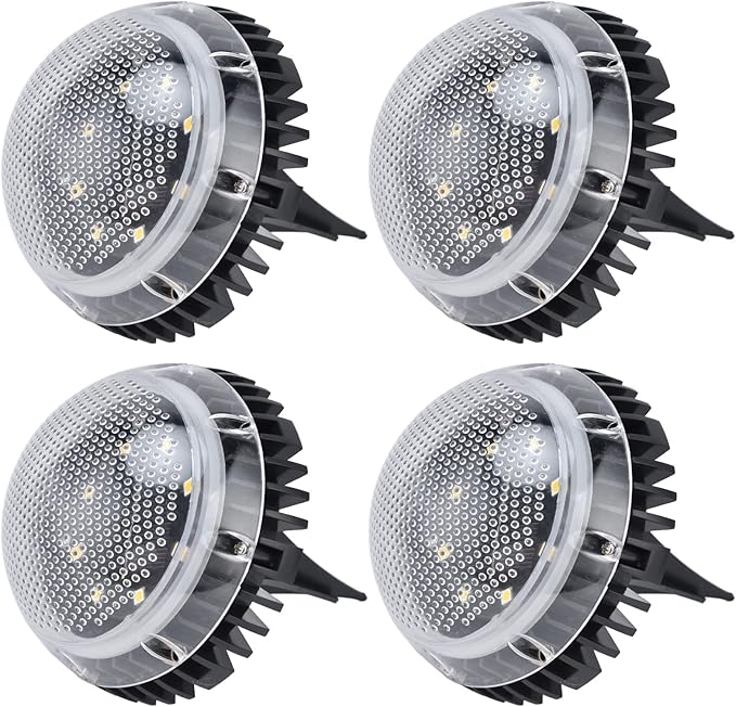 4 Pack Solar with 8 LED Outdoor Ground Lights for Pathway, Lawn & Backyard - and Solar Powered Lighting (White | Lumora