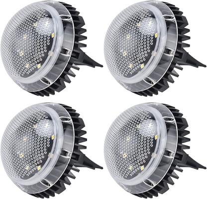 4 Pack Solar with 8 LED Outdoor Ground Lights for Pathway, Lawn & Backyard - and Solar Powered Lighting (White Light)