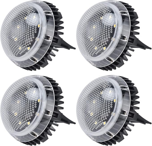 4 Pack Solar with 8 LED Outdoor Ground Lights for Pathway, Lawn & Backyard - and Solar Powered Lighting (White Light)