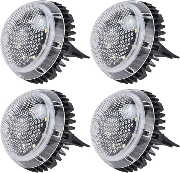4 Pack Solar with 8 LED Outdoor Ground Lights for Pathway, Lawn & Backyard - and Solar Powered Lighting (White | Lumora