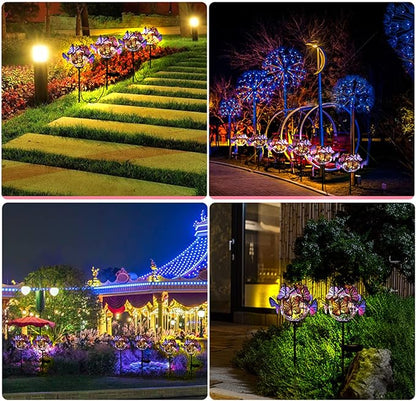 2Pcs Solar Outdoor Abs Metal Gradient Butterfly Shaped Led Solar Pathway Lights Auto Sensor Landscape Lighting for Lawn Walkway Yard