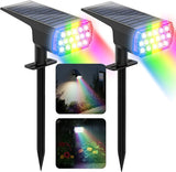 Solar Lights Outdoor Waterproof, LED Solar Spot Lights Outdoor, 7 Color Changing Solar Spotlights, Multicolor RGB | Lumora