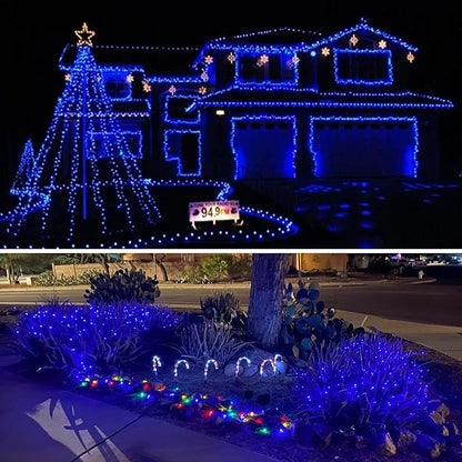 2 Pack 33ft 100 LED Solar Copper String Lights,8 Modes Christmas Fairy Lights Waterproof IP65 Twinkle Lighting Indoor Outdoor Fairy Firefly Lights Auto ON/Off (Blue)
