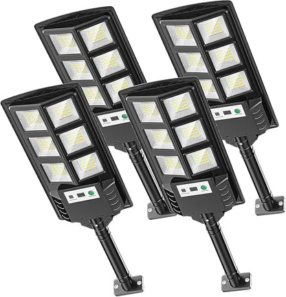 Solar Lights Outdoor, Waterproof LED Solar Powered Security Flood Light,Motion Sensor Solar Street Light with Remote Control for Garage,Yard,Parking Lot etc (4 Pack)