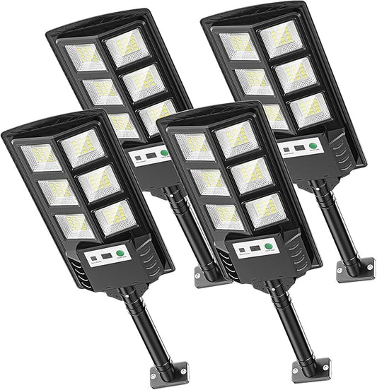 Solar Lights Outdoor, Waterproof LED Solar Powered Security Flood Light,Motion Sensor Solar Street Light with Remote Control for Garage,Yard,Parking Lot etc (4 Pack)